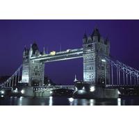 Rasch Magicwalls 849103 Papier peint photo non tissé avec pont en Angleterre en noir, bleu, violet et gris, 2,65 x 4,24 m (L x l)