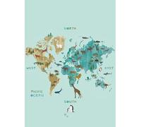 Rasch Onszelf Stories 557749 Papier peint photo intissé Motif continents et animaux Bleu et marron 2,80 m x 2,00 m