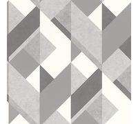 Rasch Papier peint 278835 - Papier peint avec motif graphique en blanc, gris clair et gris foncé - 10,05 m x 0,53 m (L x l)