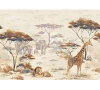 Rasch Papier peint 363661 - Papier peint photo non tissé avec motif safari beige avec girafes, éléphants et lions