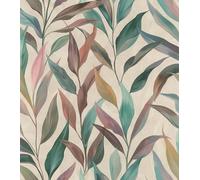Rasch Papier peint autocollant Feuilles et vignes Bleu/Vert/Rose 6,00 x | Sans colle avec technologie adhésive tesa - Papier peint non tissé texturé « Fiesta » pour salon et chambre à coucher