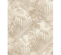 Rasch SCHÖNER WOHNEN Collection Papier peint intissé Tropical 600131 avec feuilles tropicales beiges, 10,05 m x 0,53 m