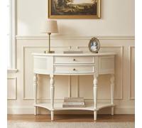 RASJCGRCOA Table Console Demi Lune avec 2 Tiroirs et Étagère de Rangement | Meuble d'Entrée Demi Cercle Étroit pour Petit Espace, Bout de Canapé Rétro Style Champêtre, Pour Couloir et Hall