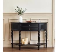 RASJCGRCOA Table Console Demi Lune avec 2 Tiroirs et Étagère de Rangement | Meuble d'Entrée Demi Cercle Étroit pour Petit Espace, Bout de Canapé Rétro Style Champêtre, Pour Couloir et Hall
