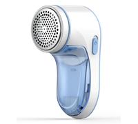 Rasoir à tissu, anti-peluches, élimine efficacement et rapidement les pilules, rasoir de pull avec lames en acier inoxydable à 3 feuilles et protection de verrouillage de sécurité. (bleu et blanc)