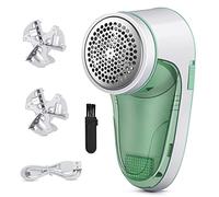 Rasoir Anti Bouloche,Anti Bouloche Vetement de USB Rechargeable Portable,Machine a Bouloche pour Chandails/Vêtements/Rideaux/Tapis,2* Lame de Rechange-Vert