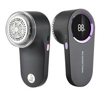 Rasoir Anti Bouloche Électrique avec Écran LCD, Rechargeable Câble Type-C, 6 Lames Appareil Coupe Peluche, Idéal Vêtements Canapés Couvertures Rideaux - Gris