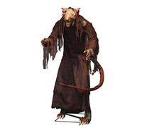 Rat Grand avec Robe Effrayant | Statue Décorative avec Yeux Rouges Brillants, Terrifiant, Automate, pour Maison Hantée