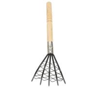 Râteau à Creuser la Plage avec Manche Bois en Acier Inoxydable | Grattoir à Palourdes avec Filet Intégré, Prise Antidérapante, pour Coquillages, Noir, Usage Côtier