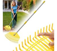 Râteau à feuilles de jardin pour feuilles - Tête en plastique nylon de 42 cm de large, manche léger réglable de 128,5 cm pour femmes, personnes âgées et enfants
