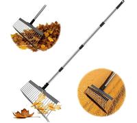 Râteau à feuilles de jardin régble de 53 à 160 cm,en métal,avec 21 dents,manche télescopique ergonomique,tête de calcul de