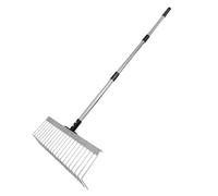 Râteau à Feuilles | Outil de Jardin avec 21 Dents métalliques | Râteau à arbustes Robuste | pour désherbage, déchaumage, Nettoyage de pelouse, Jardin, Plage, massifs de Fleurs, Entretien
