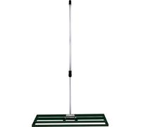 Râteau à gazon 100 cm x 32 cm Râteau de nivellement Râteau à gazon Râteau pour sablage Acier vert Niveleur de surface Acier galvanisé 1,2 – 1,9 m Manche télescopique Golf Outil de jardinage Gazon Terr