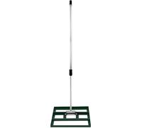 Râteau à gazon 50 cm x 32 cm Râteau de nivellement Râteau à gazon Râteau pour épandage de sable Acier vert Niveleur de surface Acier galvanisé Manche télescopique de 1,2 à 1,9 m Outil de jardinage pou