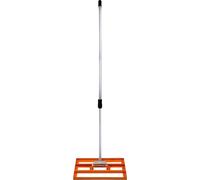 Râteau à gazon 50 cm x 32 cm Râteau de nivellement Râteau à gazon Râteau pour sablage Acier Orange Niveleur de surface Acier galvanisé Manche télescopique de 1,2 à 1,9 m Outil de jardinage pour le gol