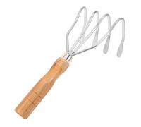 Râteau à Palourdes à Main en Bois et Métal, Argenté | Fouilleur de Coquillages Portatif Poignée, pour Draguer les Tellines, Usage Plage