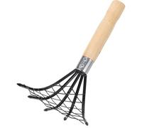Râteau à Palourdes avec Manche en Bois Foncé Acier Inoxydable | Griffe de Ramassage, Filet Intégré, Prise Antidérapante, pour Clams et Coquilles D’huîtres