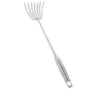 Râteau à Palourdes de Plage à 7 Dents en Acier Inoxydable | Manche Long, Prise Antidérapante, Usage Précis pour Coquilles et Terre, Format Portable Argenté