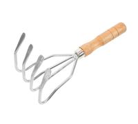 Râteau à Palourdes Portatif à Quatre Dents, Bois Métal Argenté | Structure Robuste, Poignée Antidérapante, Prise Confortable, pour Coquillages, Huîtres, Plage et Bord de Mer