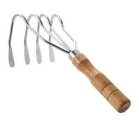 Râteau à palourdes Râteau à palourdes en Acier 4 Dents Main antidérapante avec Manche en Bois Palourde Polyvalente Robuste pour la palourde, Le Jardinage et Plus Encore