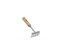 Rateau de jardin 5 dents Manche bois Inox et Fer forgé à la main