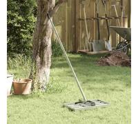 Râteau de jardin en acier inoxydable 200 cm, tête de calcul réglable pour feuilles, parterres et jardin, râteau à feuilles robuste avec poignée ergonomique, argenté