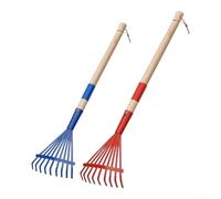 Râteau De Jardin Enfant 2 27.6 Pouces Fer pour prise Plastique | Tête En Fer pour durable Manche pour bois Ergonomique Utilisation Extérieure Polyvalente Pour Feuilles Et Jouets