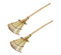 Râteau de Jardin Manuel en Bambou 19,6 Pouces Lot de 2 | Blanc, style japonais élégant, pour racines de plantes, nivellement précis du sable, usage jardin et bac