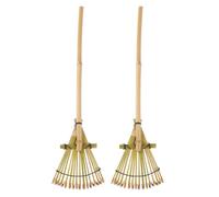 Râteau de Jardin Manuel en Bambou Blanc Style Japonais Lot de 2 | Pour racines de plantes, tamisage du sable, nivellement précis du sol, usage au jardin et dans le bac à sable