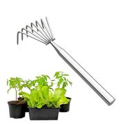 Râteau de jardin pour pelouse - Outil de jardin en acier inoxydable avec long - Râteau en métal robuste et cultivateur manuel - Pour désherber, creuser, ameublir le sol, extérieur, jardin, feuilles