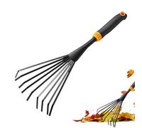 Râteau de jardin Robuste 9 Dents Métalliques Ergonomique À Main | Râteau pour pelouse et jardin Pour ameublir sols, chaumes, herbes, feuilles, graviers, paillis, cours, serres, allées