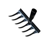 Râteau de Jardin Tête Amovible à Griffes Solides Accessoire Ramasse-Feuilles Râteau Acier Au Manganèse Outil Manuel Adapté Jardin Ferme Pelouse, 6 Dents