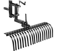 Râteau de jardin tracté de 106,7 cm, râteau à gazon à 3 points avec lame et levier de levage, compatible avec les VTT, UTV et tracteurs de pelouse de catégorie 1, râteau déchaumeur robuste pour les dé