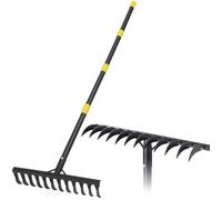 Râteau de jardin Unyqoos® avec manche de 188 cm, 12 dents, en métal résistant à la rouille – outil polyvalent pour les feuilles, la pelouse et les parterres de fleurs