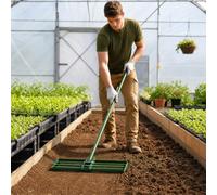RâTeau De Nivellement De Pelouse avec Tête Rouleau 75×25 cm | Niveleur Gazon En Acier A3 Antirouille, Manche Long Réglable 200cm, Rateau Jardin Pour Niveler Terre, Sable Et Pelouses