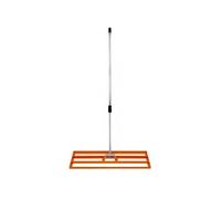 Râteau à gazon 100 cm x 32 cm Râteau de nivellement Râteau à gazon Râteau pour épandage de sable Acier Orange Niveleur de surface Acier galvanisé Manche télescopique de 1,2 à 1,9 m Outil de jardinage