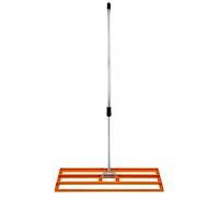 Râteau de Nivellement de Pelouse en Acier inoxydable Orange 100 cm Largeur -Parfait pour Mettre à plat : Cour de golf,terrains de Sports Jardin,Aménagement Extérieur - Manche Extensible Jusqu'à 190cm