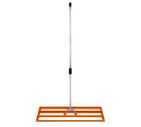 Râteau de Nivellement de Pelouse en Acier inoxydable Orange 100 cm Largeur -Parfait pour Mettre à plat : Cour de golf,terrains de Sports Jardin,Aménagement Extérieur - Manche Extensible Jusqu'à 190cm