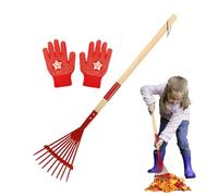 Râteau Enfant pour Feuilles 27 cm de Manche en Bois avec Dents en Métal et