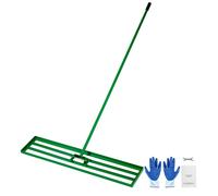 Râteau niveleur pour gazon, dimensions 1215x252 mm, racloir à gazon avec manche en acier de 198 cm de long, niveleuse pour gazon, inclut des gants de jardinage. Adapté pour les jardins, les terrains d