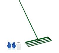 Râteau niveleur pour gazon - Grattoir pour gazon - Tête de 91 x 25 cm - Tige en acier de 198 cm - Inclus : gants de jardin - Lisseur pour gazon, idéal pour les jardins et les terrains de golf