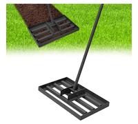 Râteau niveleuse pour gazon - Tige réglable 198 cm - Construction robuste - Pour pelouse et jardin - Lisse la terre, le sable et le sol - 76,2 x 25,4 cm - Noir