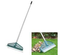 Râteau pour gazon artificiel - Double face - Manche en acier inoxydable - 16 pouces (40 cm) - Réglable 33 à 61 pouces