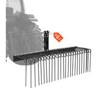 Râteau pour tracteur tondeuse VEVOR 150 cm, râteau à gazon avec 26 dents à ressort, aérateur de gazon pour tracteurs de catégorie 1, scarificateur avec attelage 3 points, accessoire pour tracteur pour