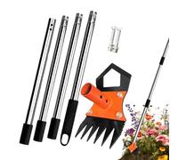 Râteau robuste pour outils lourds pour enlever l' | Râteau de jardin robuste avec poignée réglable en 4 parties pour pelouse, parterre de fleurs, serre, ferme