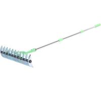 Râteau scarificateur ergonomique avec poignée en forme de coussin et manche à 3 niveaux - Idéal pour l'épandage d'engrais et la scarification