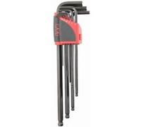 Râtelier 9 clés males extra-longues 6 pans a tête sphérique 1,5 a 10 mm SAM - 67AR9AL Rouge et noir G