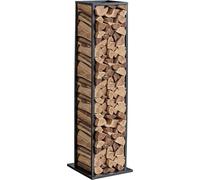 Râtelier à bois d'intérieur, 33 × 32 × 112 cm, support pour empiler les bûches, supporte jusqu'à 45 kg, grand support de rangement pour bois, râtelier à bois en acier thermolaqué, râtelier à bois robu