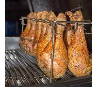 Râtelier à poulet en acier inoxydable 14 fentes pour pattes d'ailes et petites volailles - Cadre pliable compact compatible avec four et grill de dimensions standard