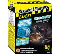Raticide - BARRIERE A RONGEURS - Rats & souris - Blocs-appât fluorescent - 300 g - Espèces résistantes